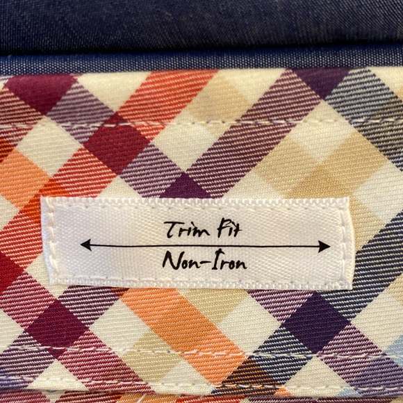 Lorenzo Uomo Mens Blue Dress Shirt w Contrasting Plaid Cuff Collar /16 32-33 - Picture 13 of 13